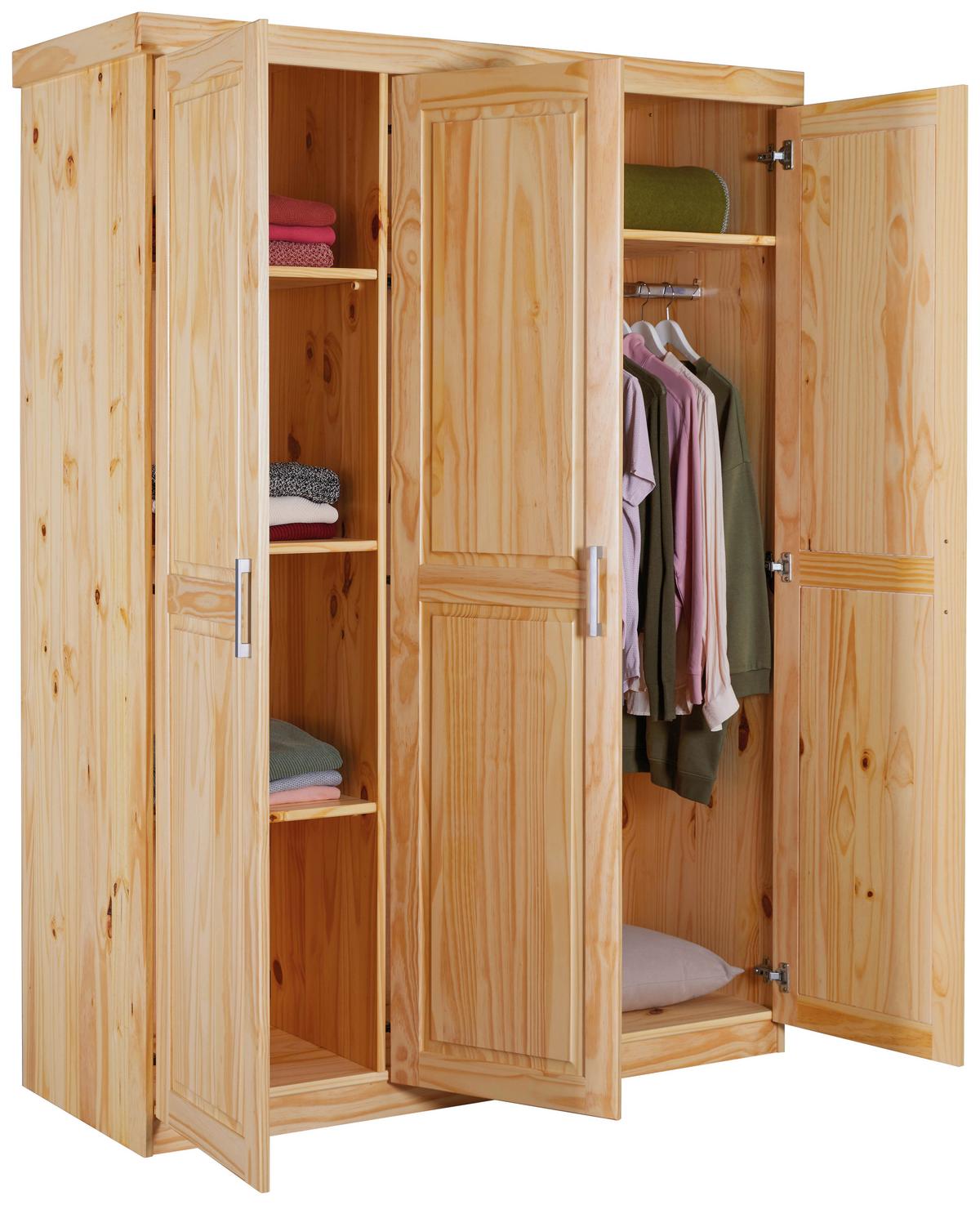 Drehtürenschrank Massiv 140cm Pelle, Kiefer Natur - Naturfarben, LIFESTYLE, Holz (140/190/55cm) - MID.YOU