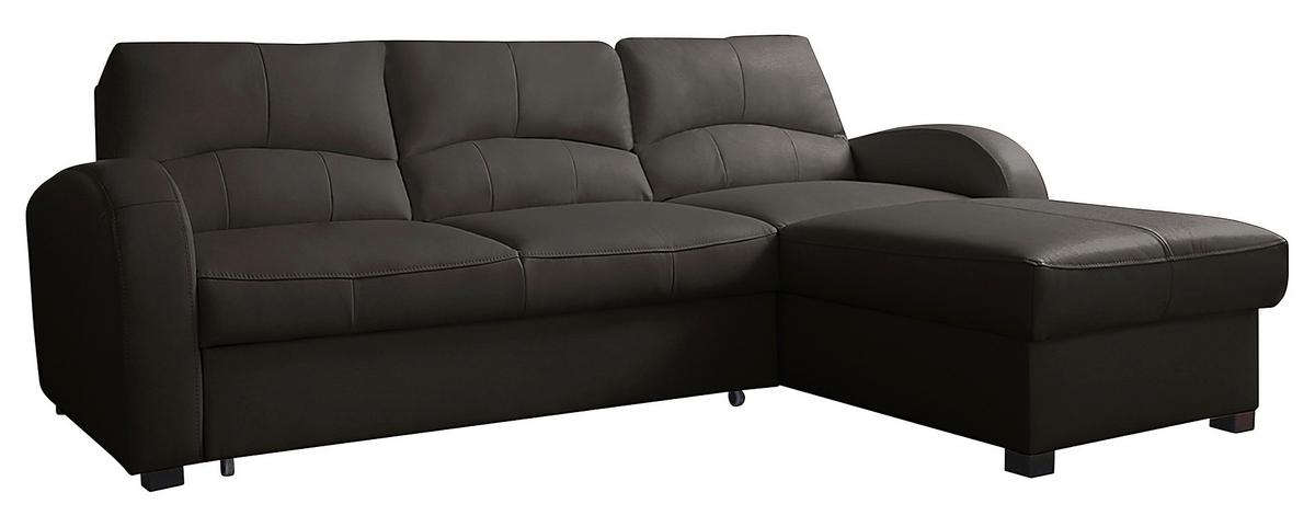 Ecksofa Tilo Dunkelbraun S: 227 cm - Dunkelbraun/Schwarz, Design, Leder/Textil (227/168cm) - Livetastic
