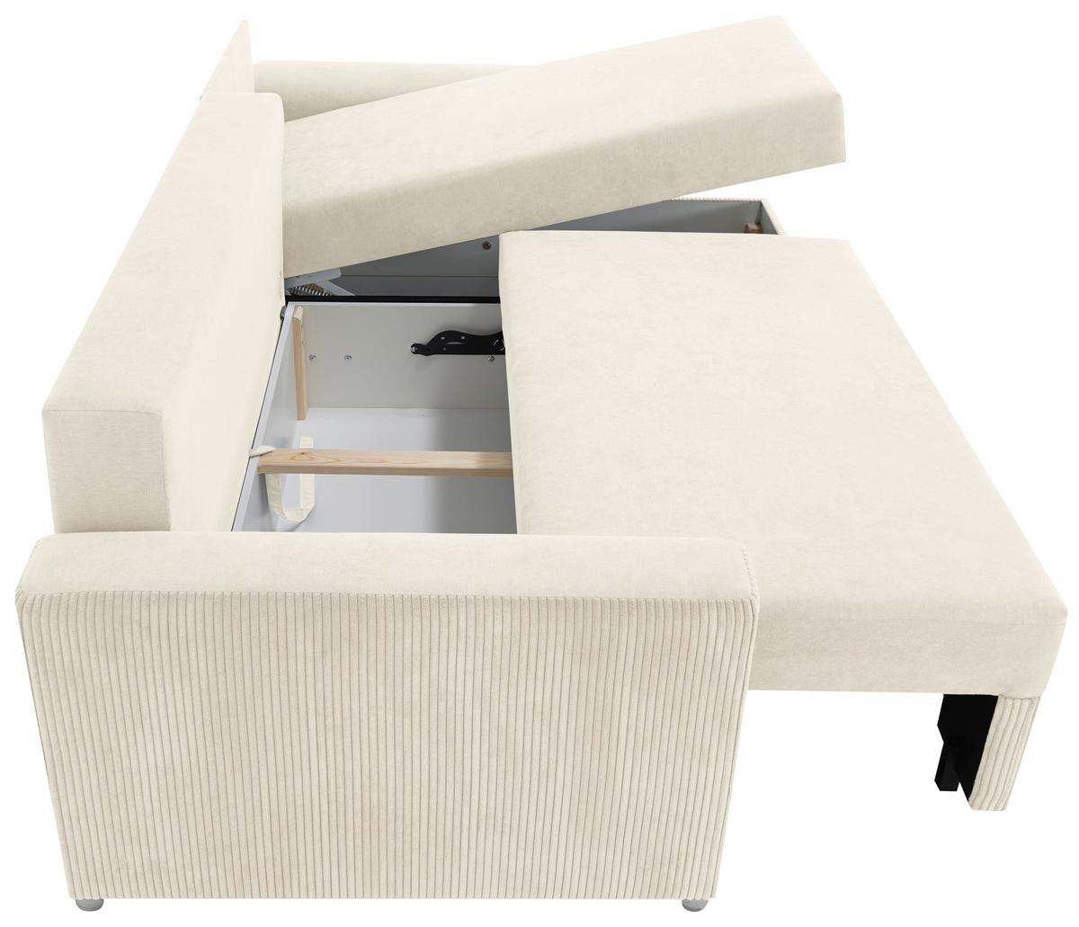 Ecksofa Diever Creme S: 239x141 cm - Chromfarben/Creme, Design, Textil (239/141cm) - Livetastic