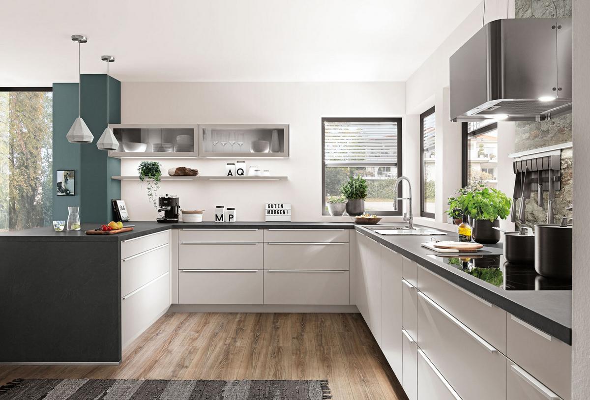 Einbauküche Fontana Frei Planbar Modernes Design - Anthrazit/Weiß, MODERN, Holzwerkstoff - Vertico