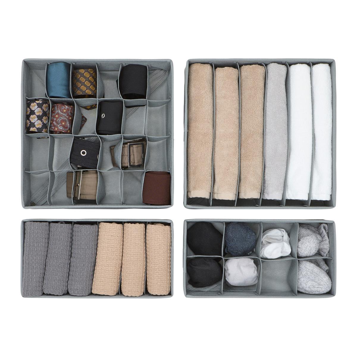 Sada úložných boxov 4 ks - tmavosivá, Modern, textil/papier - Mömax