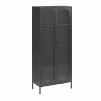 Vitrine Luna Schwarz B: 80cm - Schwarz, Design, Glas/Metall (80/40/186cm) - MID.YOU