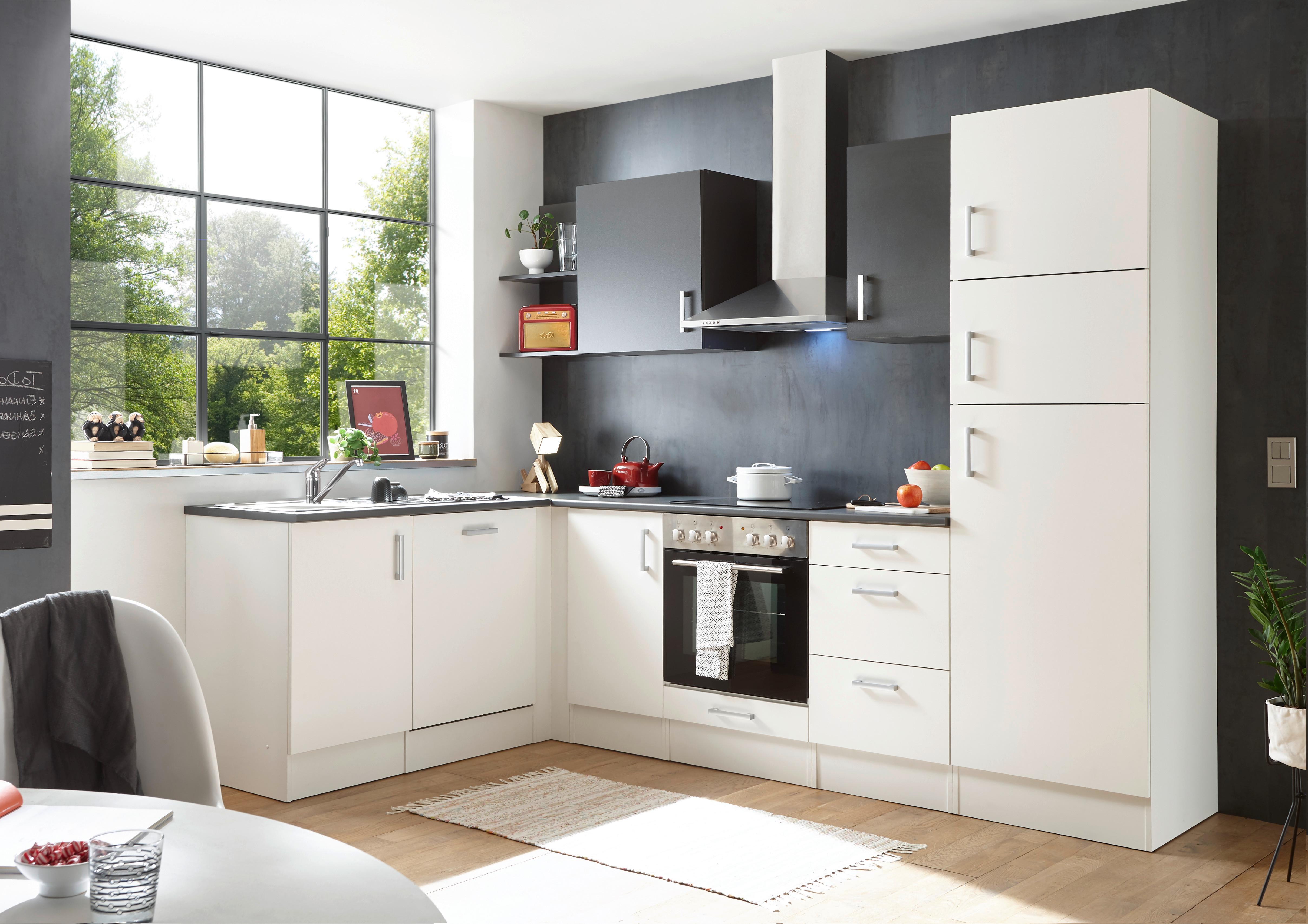 Eckküche Corner ohne Geräte 280 cm Weiß/Anthrazit