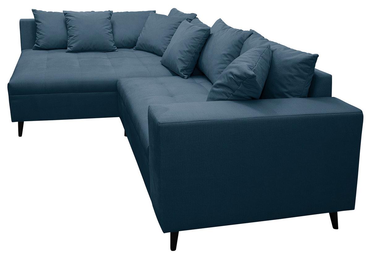 Ecksofa Pruno Dunkelblau S: 174x247 Cm - Schwarz/Dunkelblau, Design, Textil (174/247cm) - MID.YOU