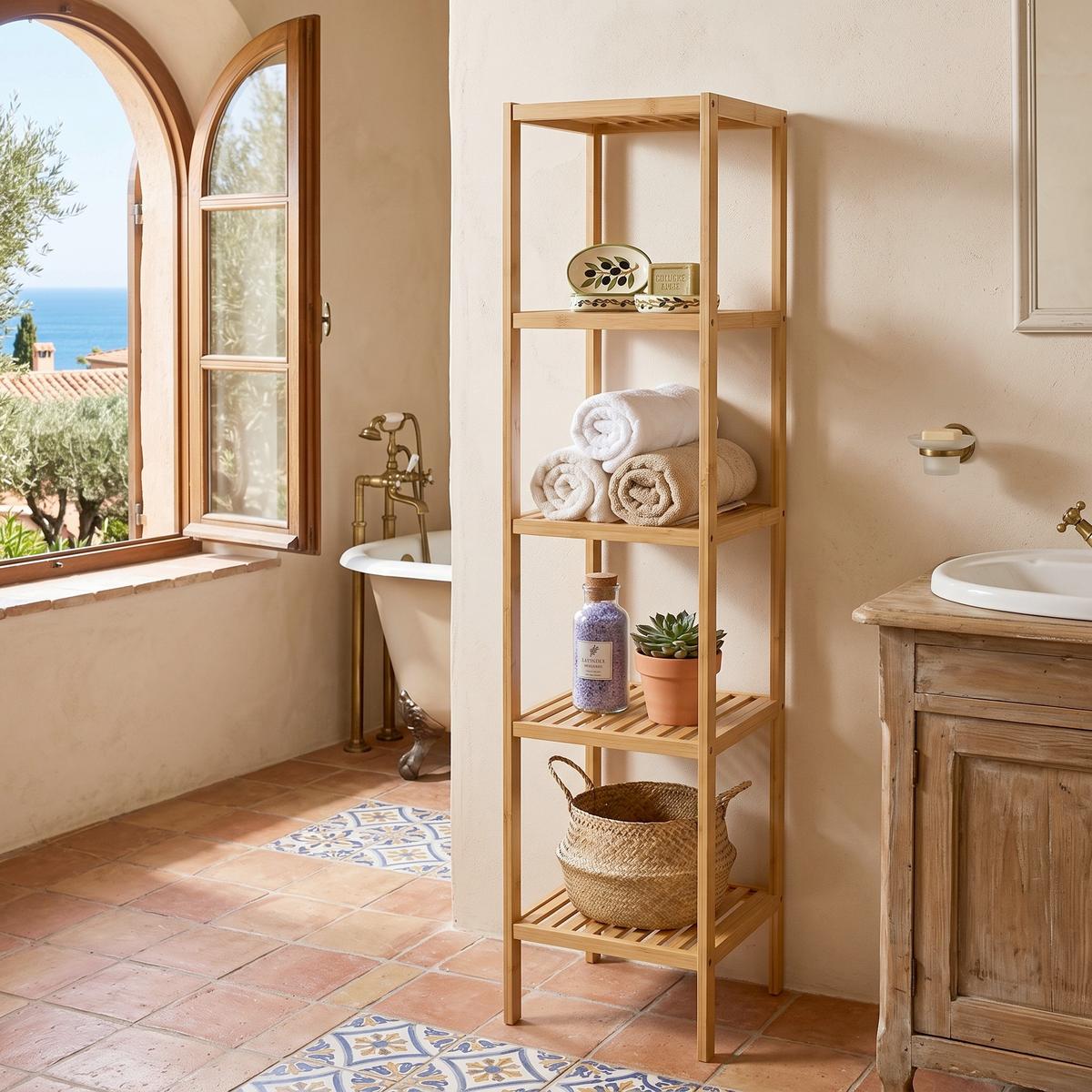 Badezimmerregal Naturfarben B: 33 cm - Naturfarben, Basics, Naturmaterialien (33/146/33cm)