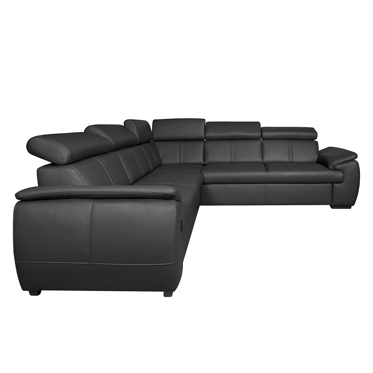 Ecksofa City Schwarz B: 265x265 cm - Wengefarben/Schwarz, Design, Leder (265/265cm) - Livetastic