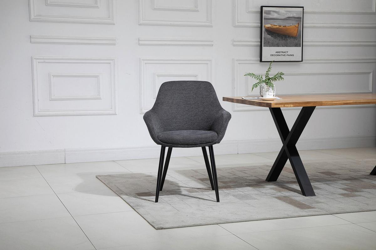 Armlehnstuhl-Set Anthrazit B: 64 cm - Anthrazit/Schwarz, MODERN, Textil/Metall (64/86/59cm) - Livetastic