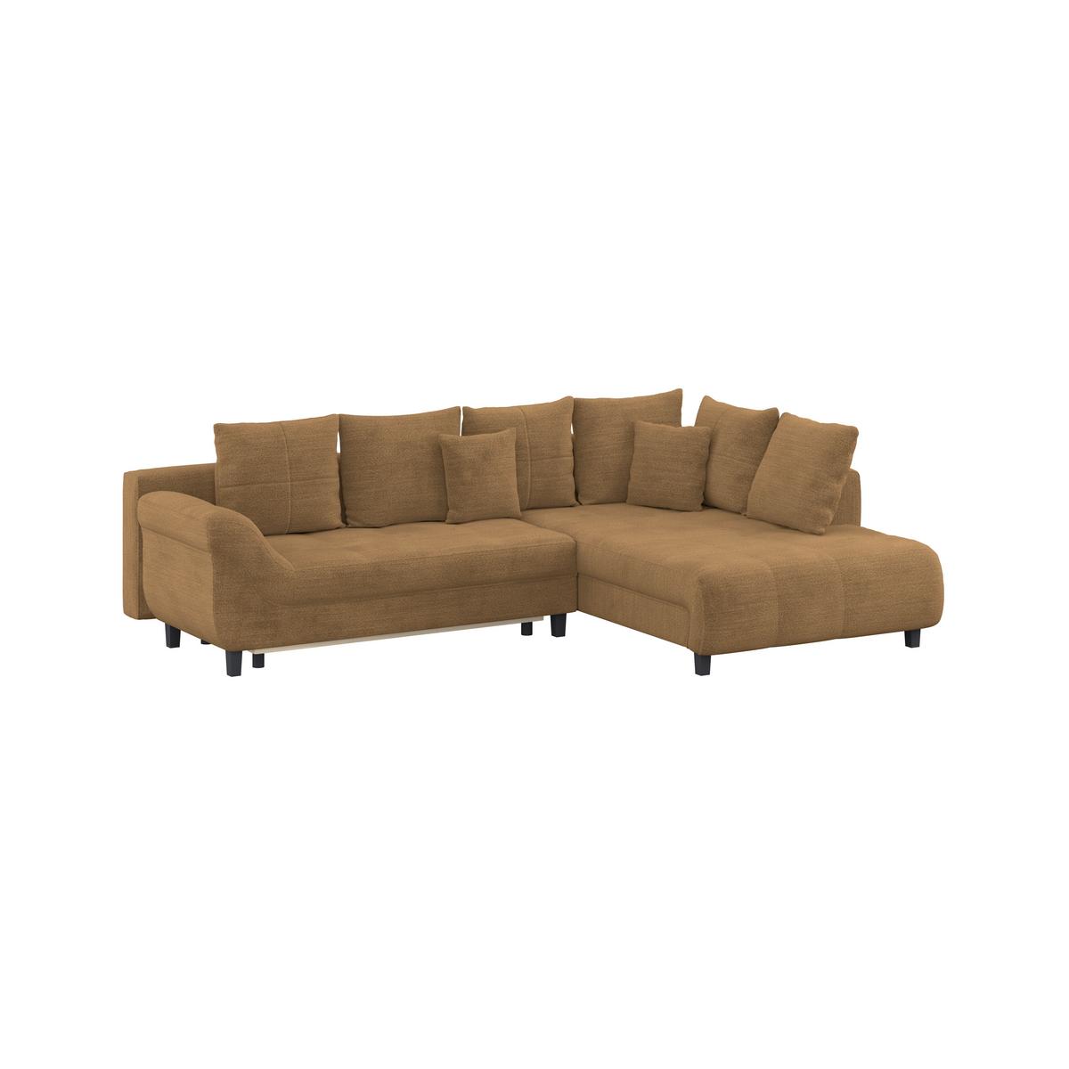 Ecksofa Mit Schlaffunktion Mendoza New Chenille 309x197cm - Rostfarben/Schwarz, KONVENTIONELL, Textil (309/197cm) - Ondega