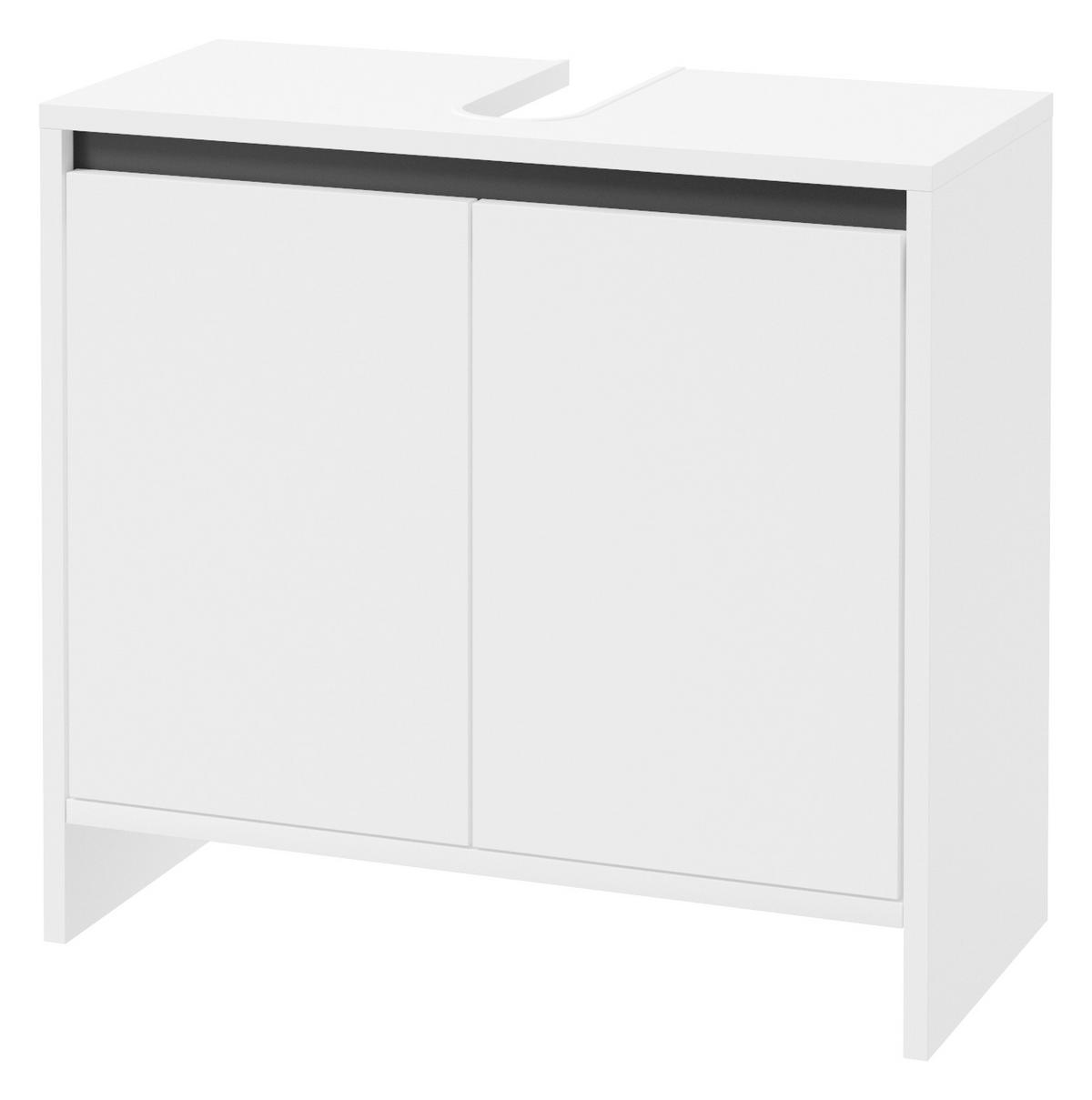 Waschbeckenunterschrank Slito B: 60cm Weiß - Anthrazit/Weiß, Basics, Holzwerkstoff (60/55/28cm) - MID.YOU