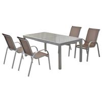 Gartenmöbel Set 5-Tlg. Amalfi aus Metall/Textil - Taupe/Silberfarben, MODERN, Textil/Metall - Gardenson