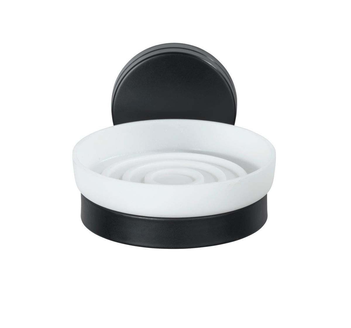 Seifenschale Static Loc Plus Pavia 24897100 - Schwarz/Weiß, MODERN, Metall (10/6,5/12cm) - Wenko