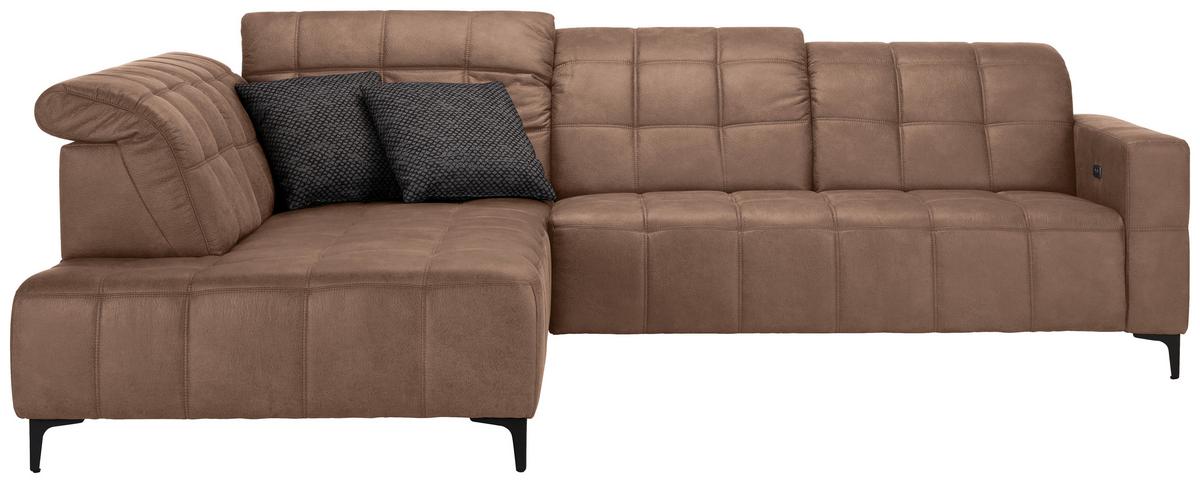 Rohová sedačka PANAMA, ľavá, terakota - čierna/terakotová, Konventionell, kov/textil (216/89-102/304cm) - Premium Living