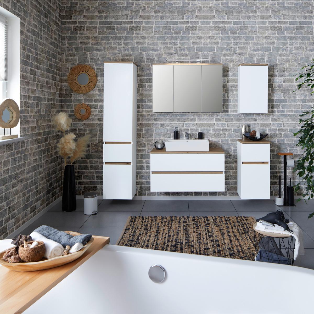 Waschtischunterschrank Hängend Marbella B: 100 cm Weiß - Weiß, MODERN, Keramik/Holzwerkstoff (100/64,5/47cm)