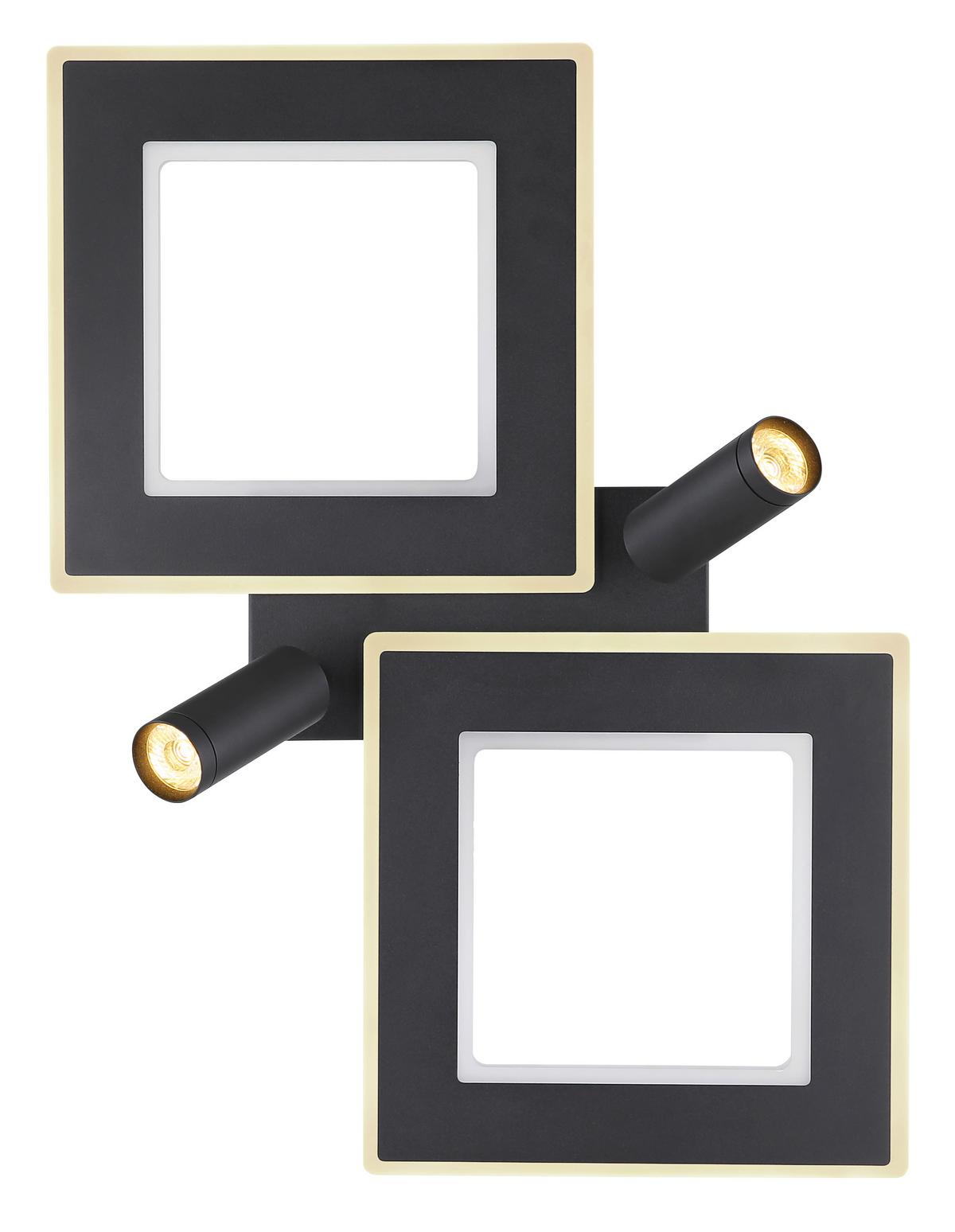 LED-Deckenleuchte L: 54 cm, 1-Flammig - Opal/Schwarz, Design, Kunststoff/Metall (54/41/11,5cm) - Globo