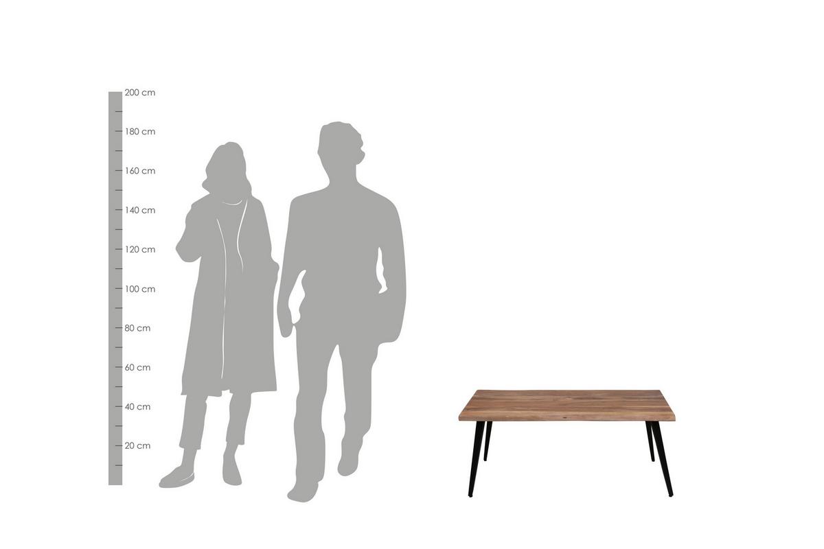 Couchtisch Holz Massiv/Metall Caddy Akazie/Schwarz - Schwarz/Akaziefarben, MODERN, Holz/Metall (110/60/45cm) - MID.YOU
