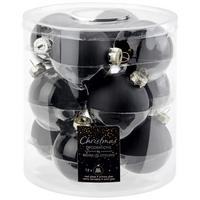 Christbaumkugel Glas Schwarz Set aus 12 Stück glänzend/Matt - Schwarz, MODERN, Glas (6/6cm)