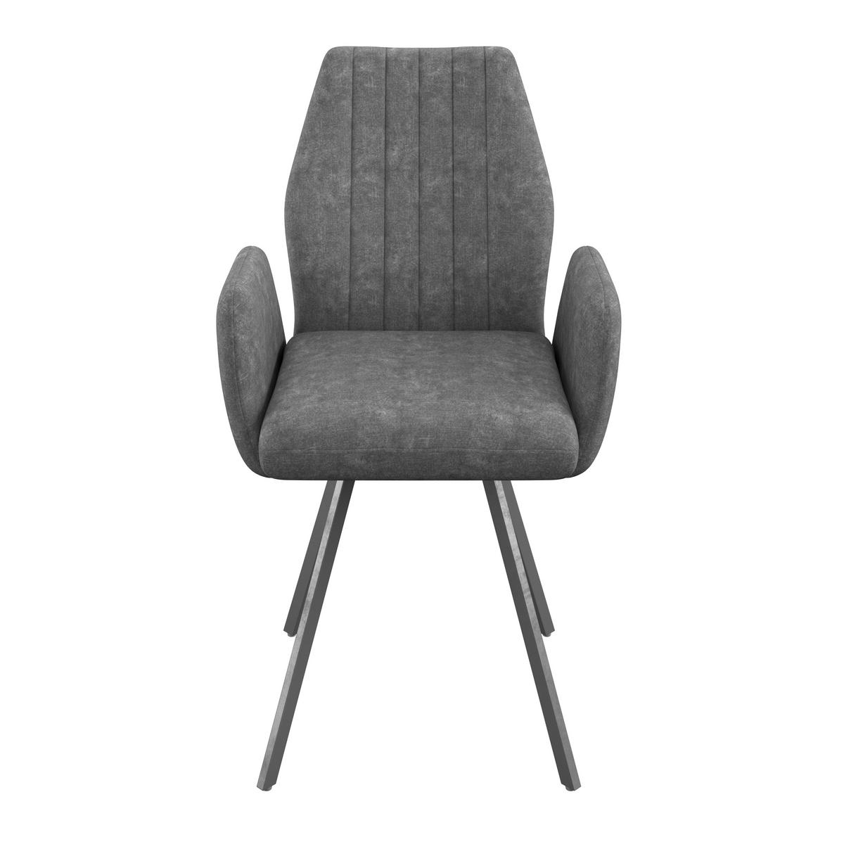 Armlehnstuhl Johanna 2 Grau/Schwarz, gepolstert, Samt - Schwarz/Grau, MODERN, Textil/Metall (57/90/60cm)