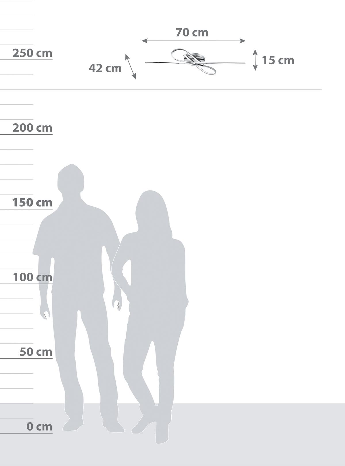 LED-Deckenleuchte Selvina L: 70 cm Geschwungen - Chromfarben/Weiß, MODERN, Kunststoff/Metall (70/42/15cm) - Eglo