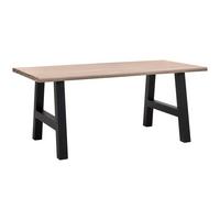 Jídelní stůl PAULINA masiv dub 180x90  cm - černá/barvy dubu, Moderní, kov/dřevo (180/90/76cm) - Bessagi Home