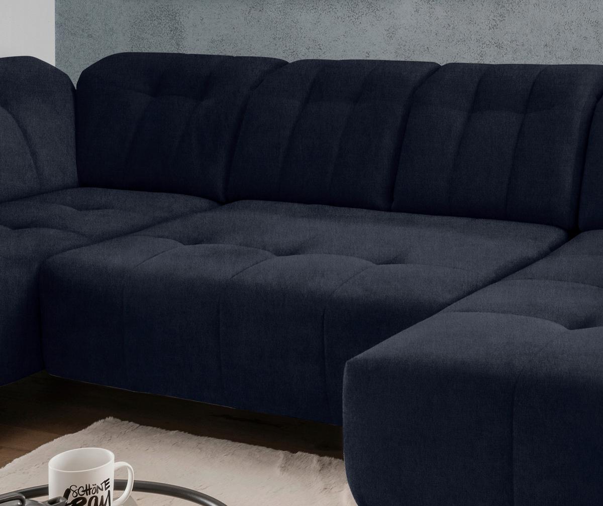 Ecksofa, Sitzvorzug Elektrisch Sano, Dunkelbl., 200x337x180cm - Schwarz/Dunkelblau, MODERN, Textil (200/337/180cm) - Livetastic