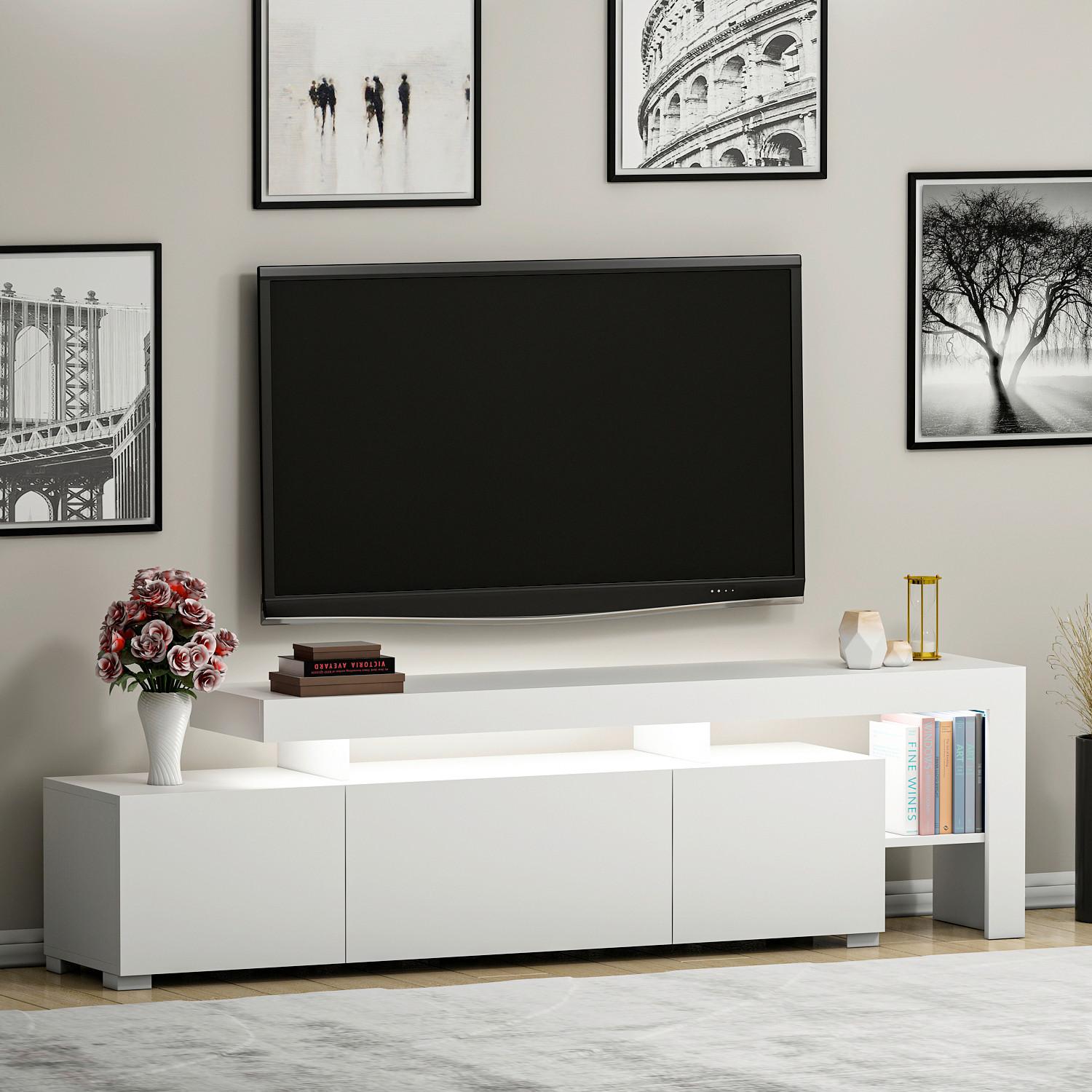 Lowboard Beliz, Weiß B: 192 Cm - Weiß, Design, Holzwerkstoff (192/53/37cm) - Livetastic