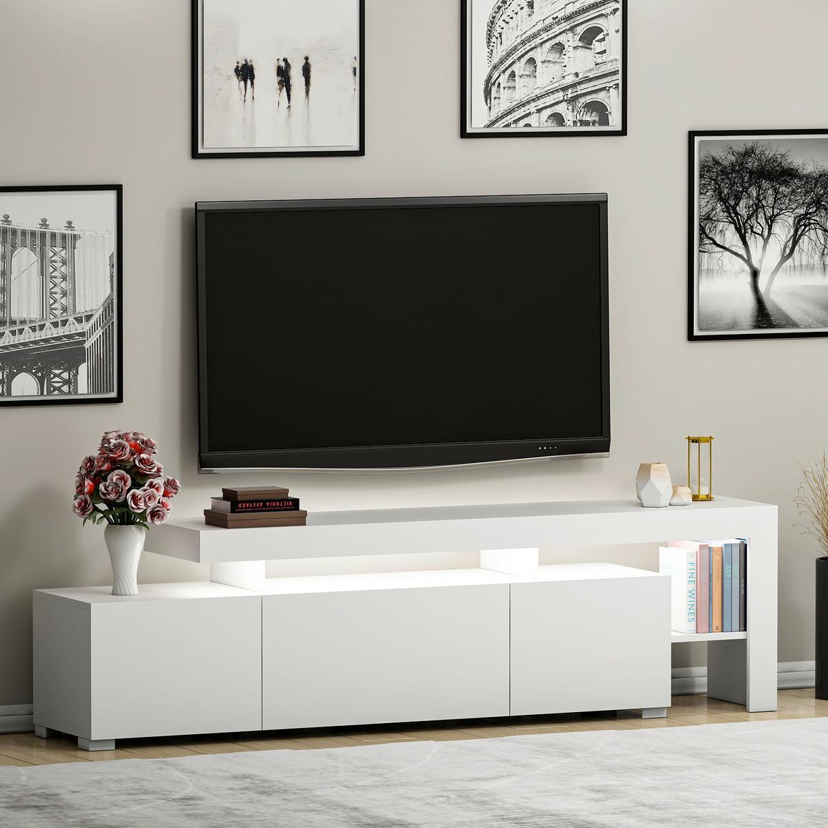 Lowboard Beliz, Weiß B: 192 Cm - Weiß, Design, Holzwerkstoff (192/53/37cm) - Livetastic