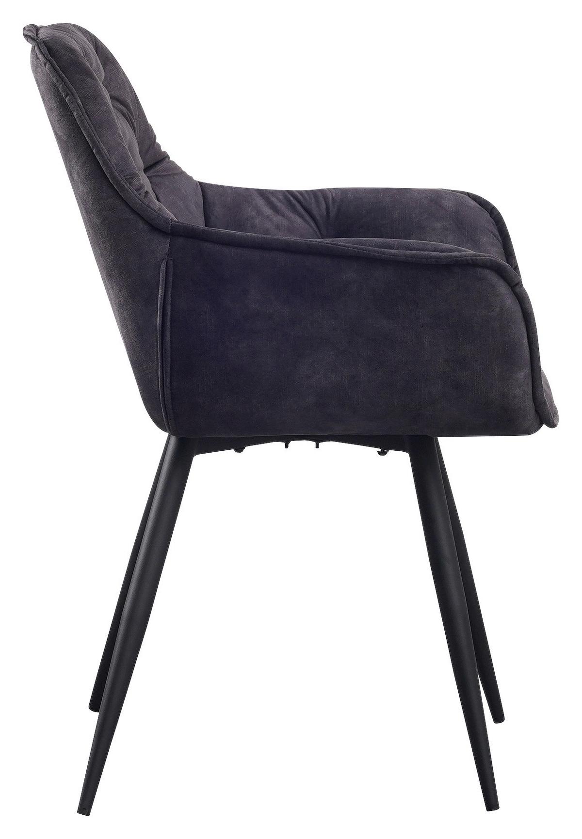 Stuhl-set Alan - Anthrazit/Schwarz, KONVENTIONELL, Kunststoff/Textil (54/86/53cm) - MID.YOU