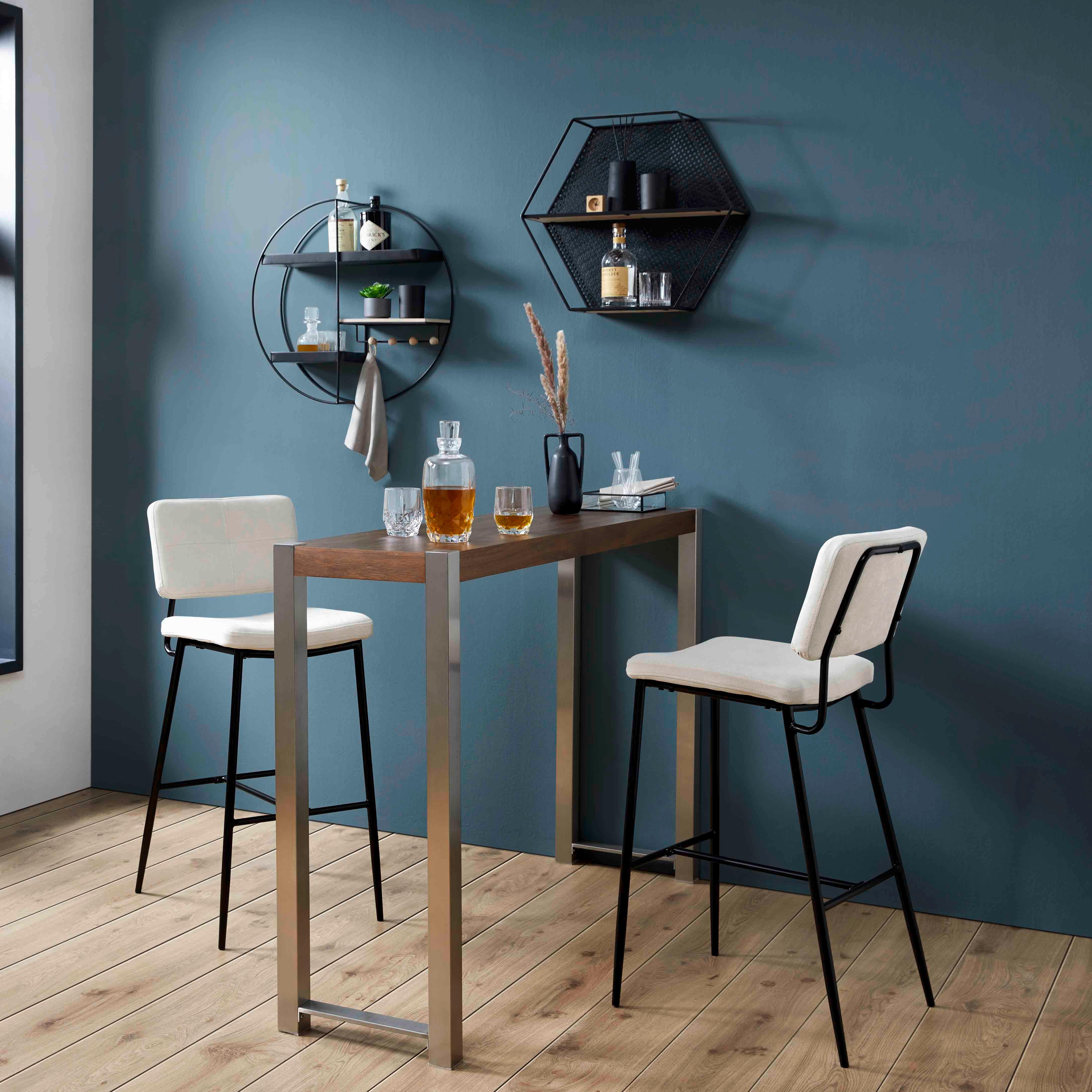 Barový stůl ENORA 40x150 cm - barvy vlašských ořechů/barvy nerez oceli, Moderní, kov/dřevo (150/100/40cm) - Bessagi Home