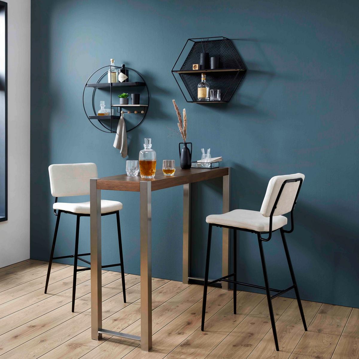 Barový stôl ENORA 40x150 cm - farba ušľachtilej ocele/farba vlašského orecha, Modern, kov/drevo (150/100/40cm) - Bessagi Home