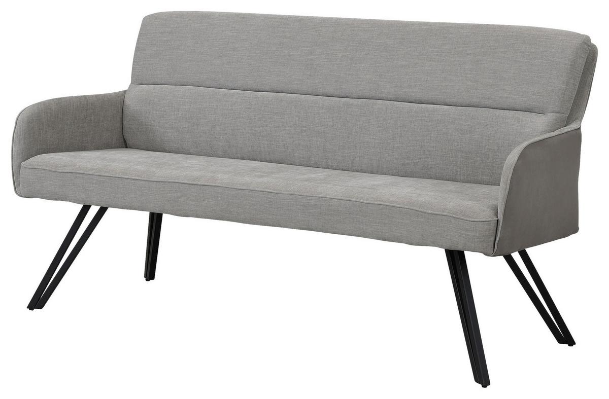 Sitzbank Tino - Hellgrau/Schwarz, MODERN, Textil/Metall (160/94/67cm) - MID.YOU