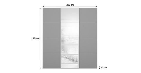 Schwebetürenschrank mit Spiegel B: 203 cm Miami, Grau Metallic - Grau, MODERN, Holzwerkstoff (203/229/62cm) - Luca Bessoni