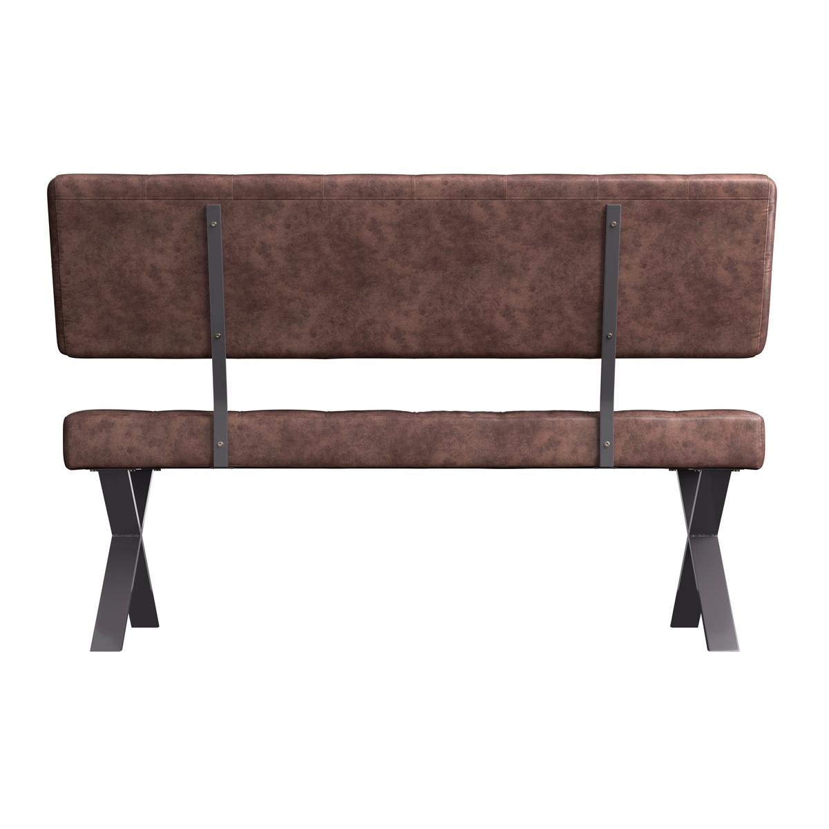 Sitzbank Mit Lehne Vintage Braun Lederlook Donna B: 140cm - Anthrazit/Braun, MODERN, Textil/Metall (140/93/61cm)