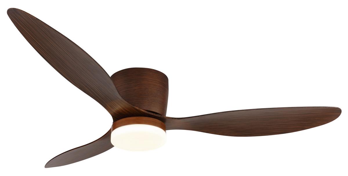 Deckenventilator Opal Dunkelbraun D: 131,5 cm - Dunkelbraun/Opal, KONVENTIONELL, Kunststoff/Metall (131,5/22,6cm) - Globo