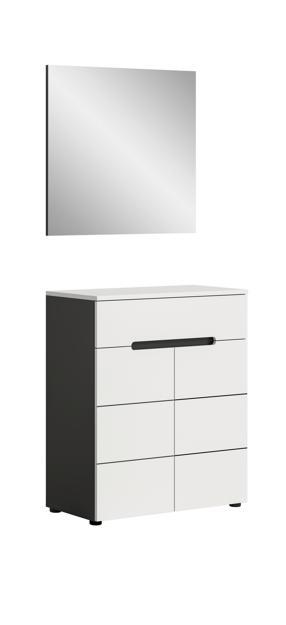 Garderobe Canu 2-Teilig Grau/Weiß B: 80 cm - Weiß/Grau, Design, Holzwerkstoff (80/190/37cm) - Livetastic