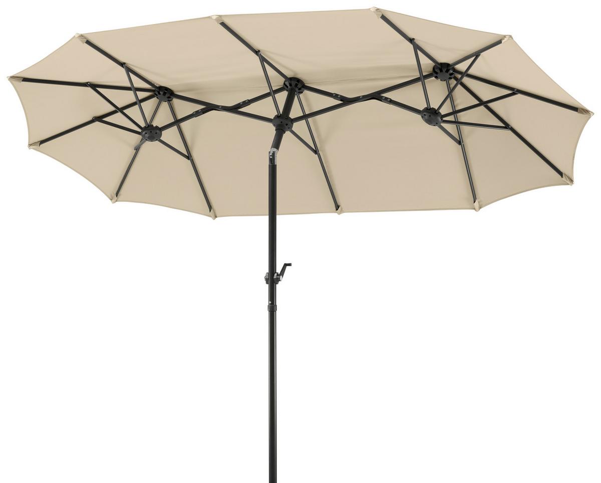 Doppelsonnenschirm Salerno BxHxT: 300x220x150cm Naturfarben - Anthrazit/Naturfarben, Basics, Textil/Metall (300/220/150cm) - Schneider