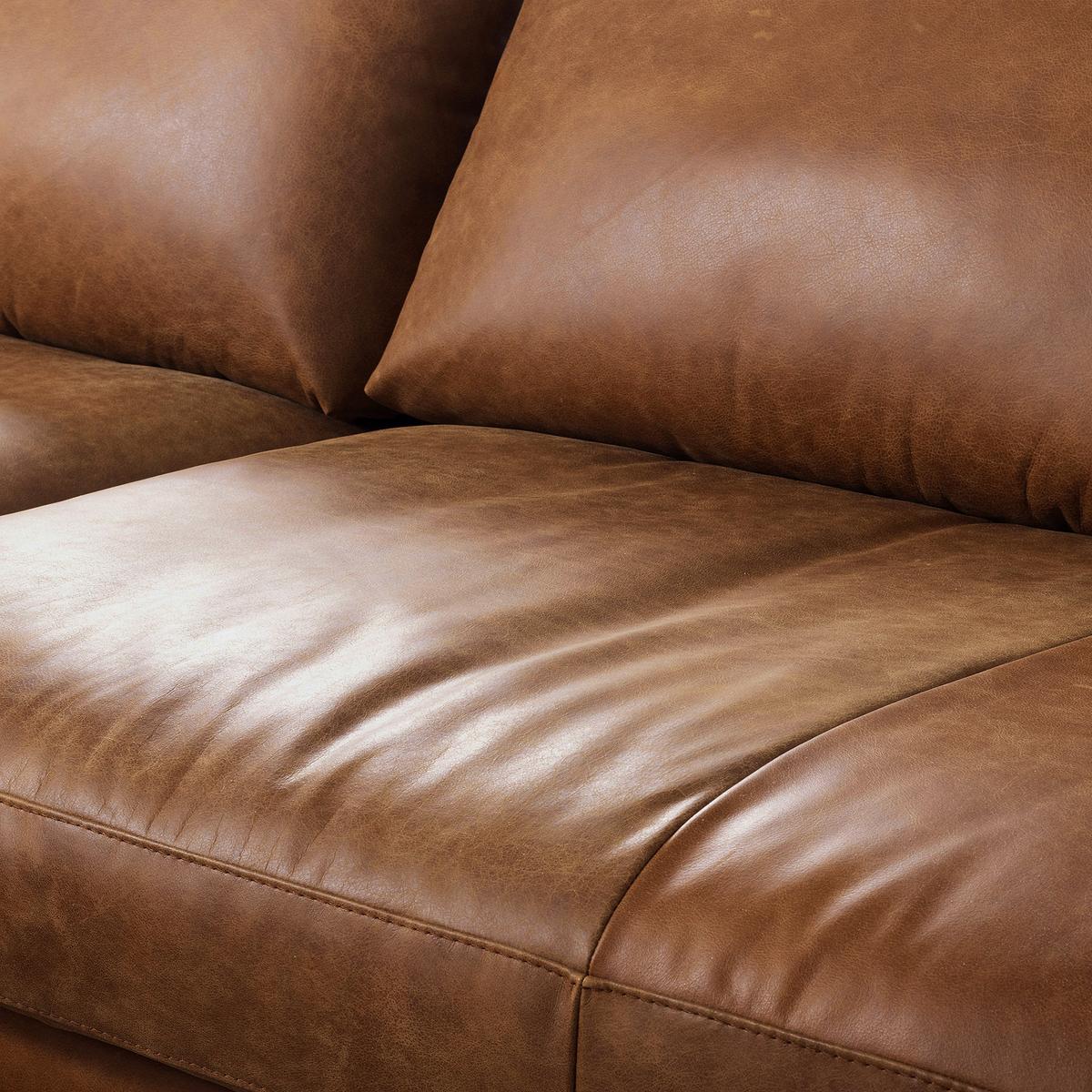 Ecksofa Berlin Cognac S: 172 cm - Cognac/Schwarz, Design, Leder (172/313cm) - Livetastic