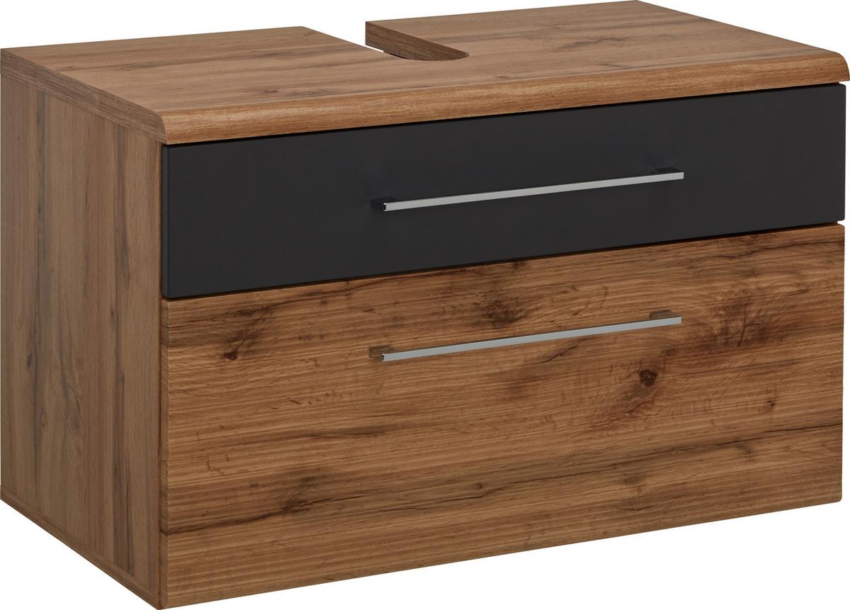 SKŘÍŇKA POD UMYVADLO FLOAT -EXKLUSIV- - barvy dubu/barvy chromu, Moderní, kov/kompozitní dřevo (75/60/46cm) - Premium Living