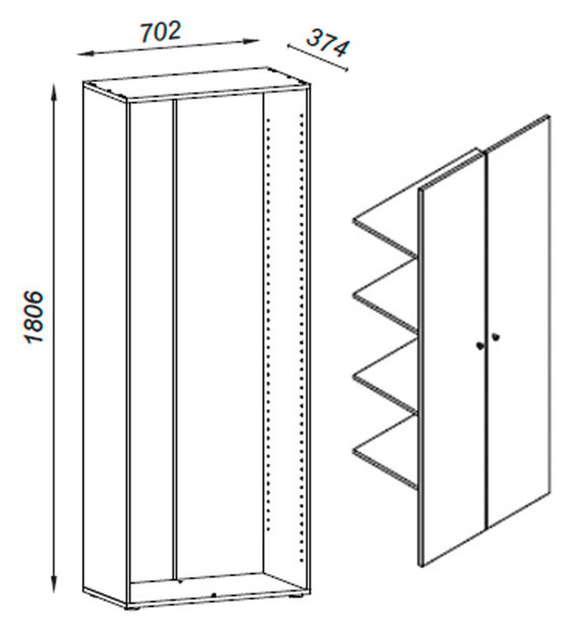 Schuhschrank Vandol Weiß, Buchefarben Dekor B:71cm - Buchefarben/Schwarz, Design, Holzwerkstoff (71/180/39cm) - MID.YOU
