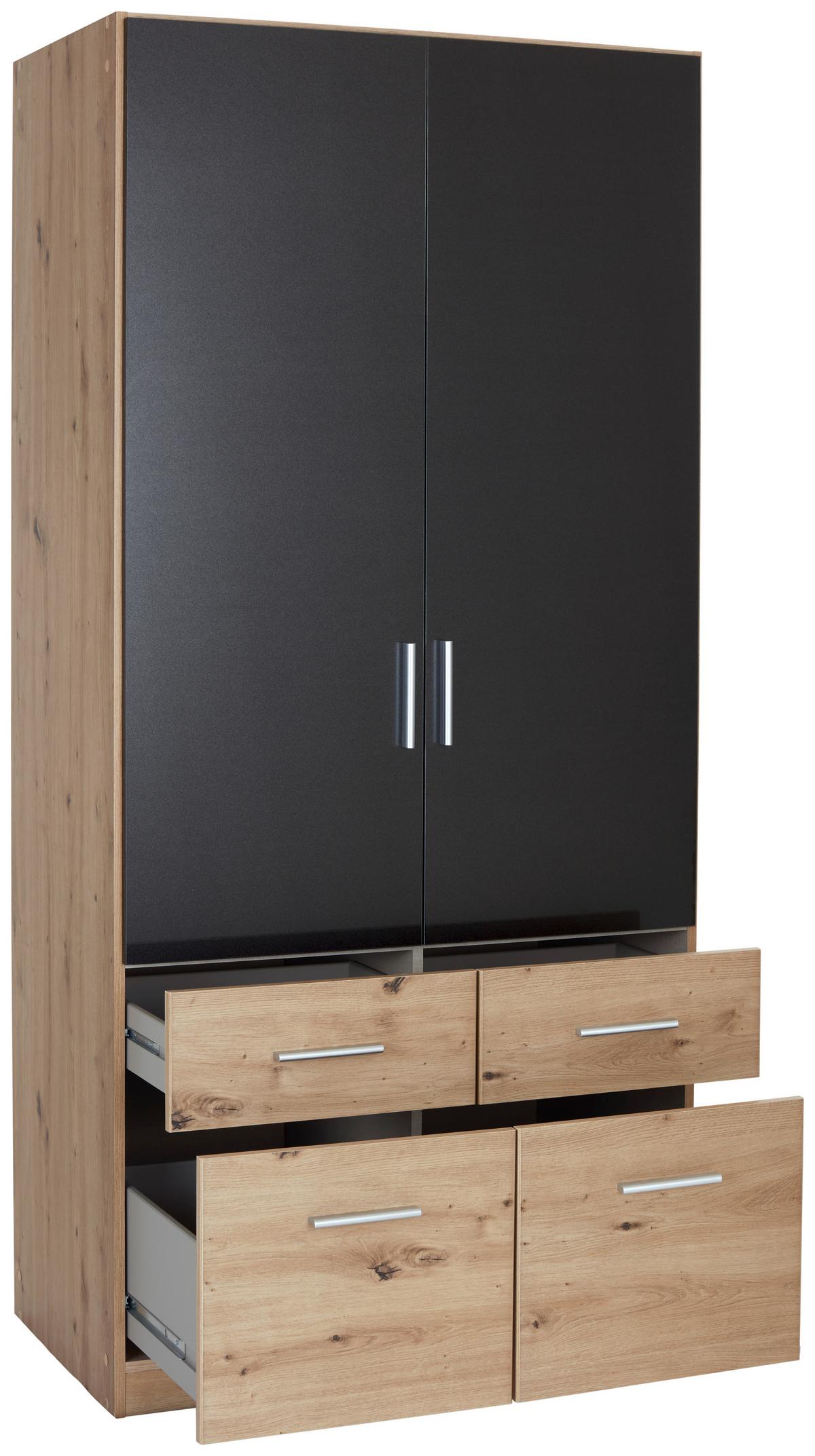 Nyílóajtós Szekrény Celle Extra 91/197 Cm - Artisan tölgy/sötétszürke, Design, faalapú anyag (91/197/54cm)