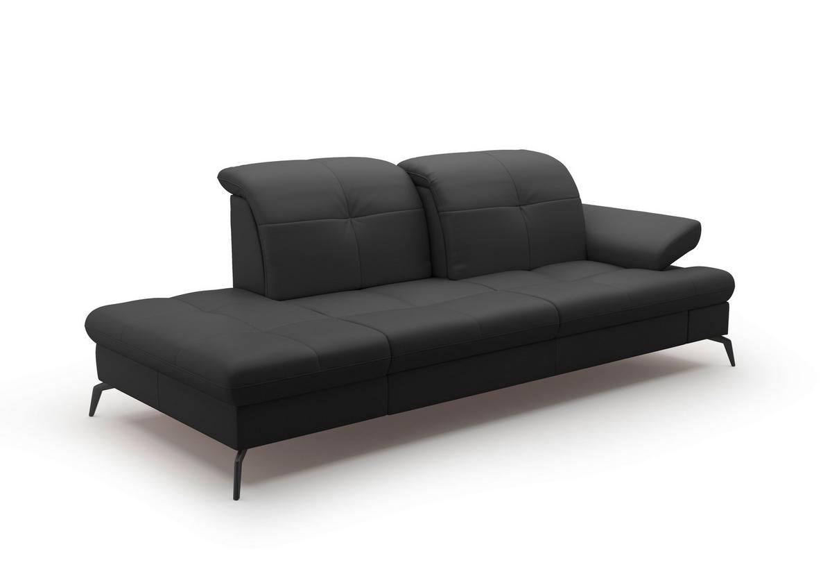 Récamiere Amica E, Schwarz B: 231 cm - Schwarz, KONVENTIONELL, Leder/Textil (231/90/122cm) - Sit & More