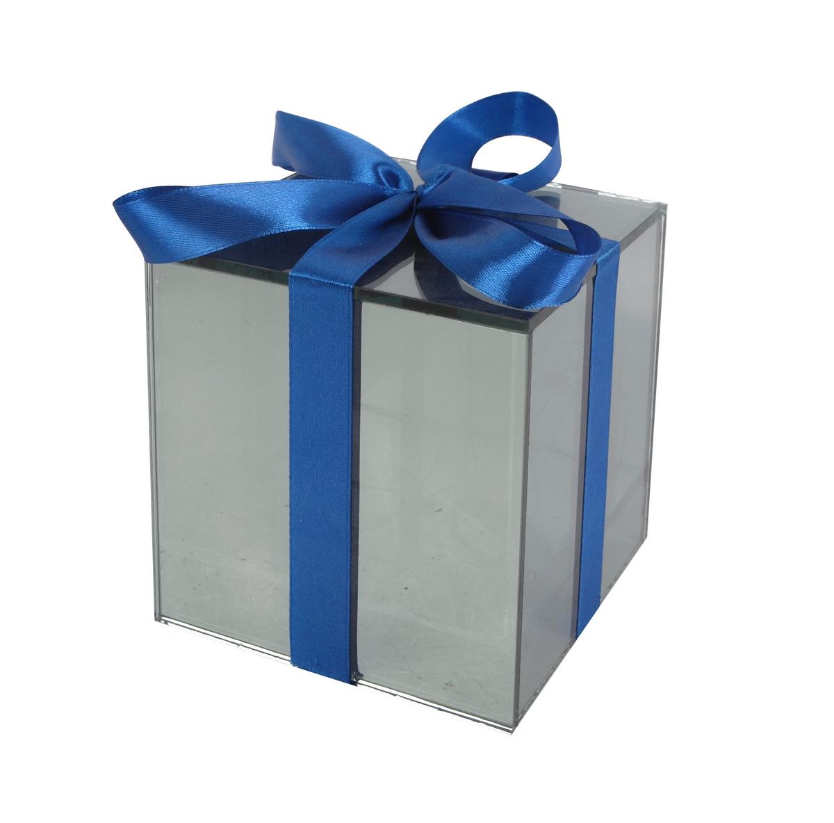 Dekogeschenkbox Lina - Blau/Transparent, KONVENTIONELL, Glas/Textil (12/12/12cm) - Luca Bessoni