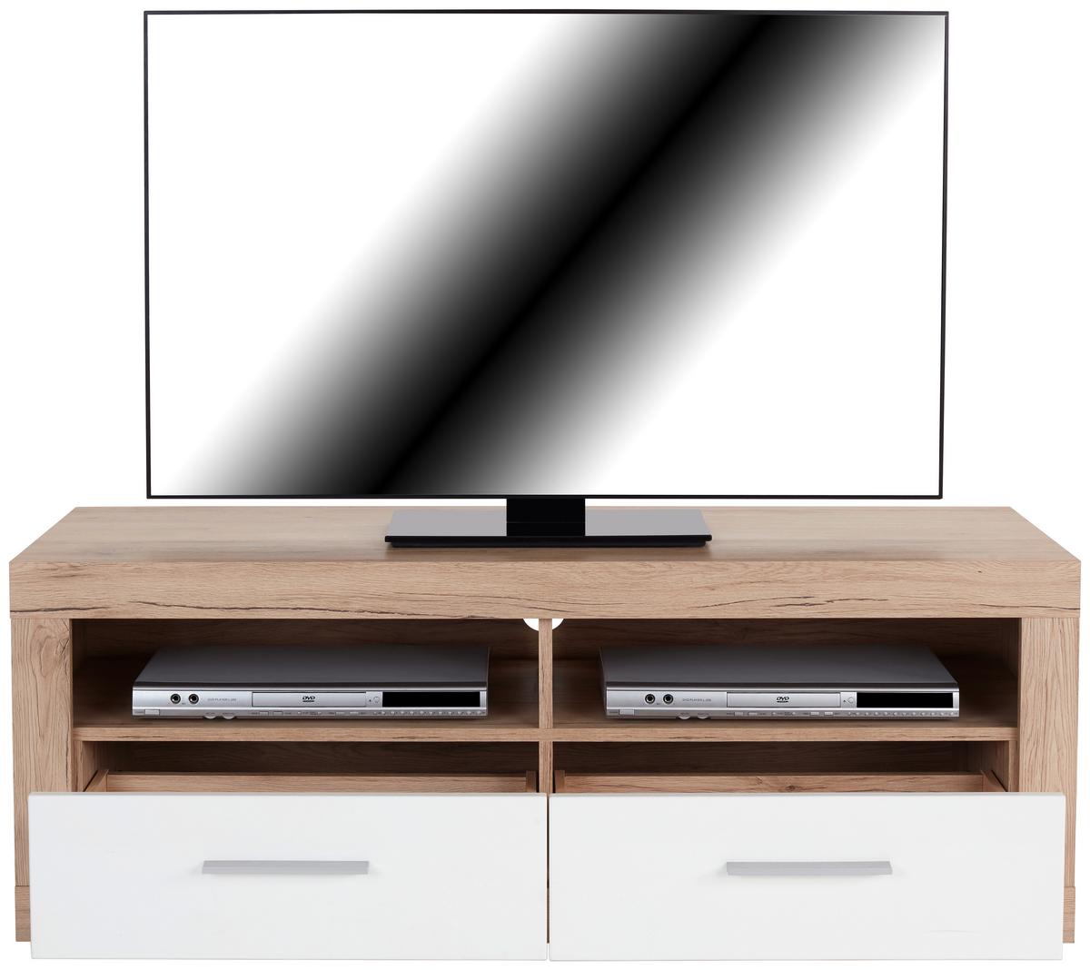 TV-Element Malta B: 128 cm Eiche Dekor/Weiß - Eichefarben/Weiß, MODERN, Holz (128/50/42cm)