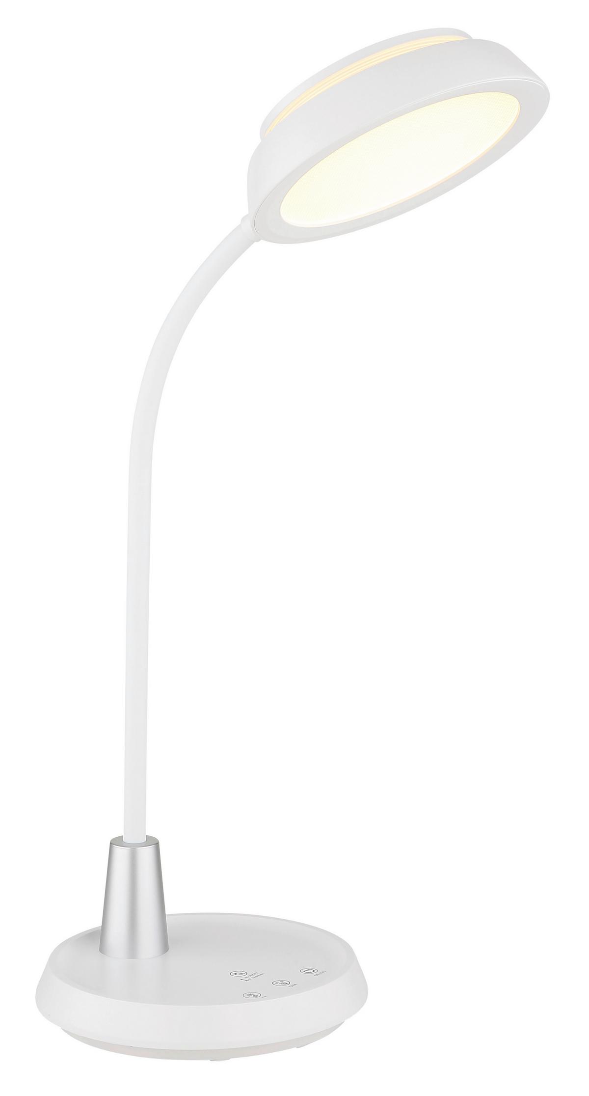 LED-Tischleuchte Memory-Funktion - Silberfarben/Weiß, Design, Kunststoff (30,6/17,2/44,8cm) - Globo
