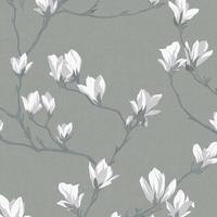 Vliestapete Magnolia Grove Slate - Grau, Basics, Papier/Kunststoff (52/1000cm)