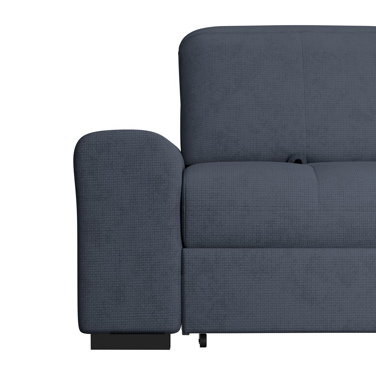 Ecksofa mit Bettfunktion Malaga new Chenille blau - Blau/Schwarz, KONVENTIONELL, Textil (286/203cm) - Ondega