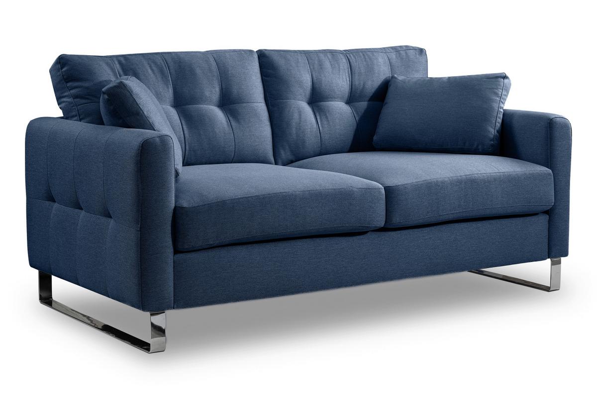 2-Sitzer-Sofa Hera Dunkelblau B: 172cm - Chromfarben/Dunkelblau, Basics, Holz/Textil (172/92/94cm) - MID.YOU