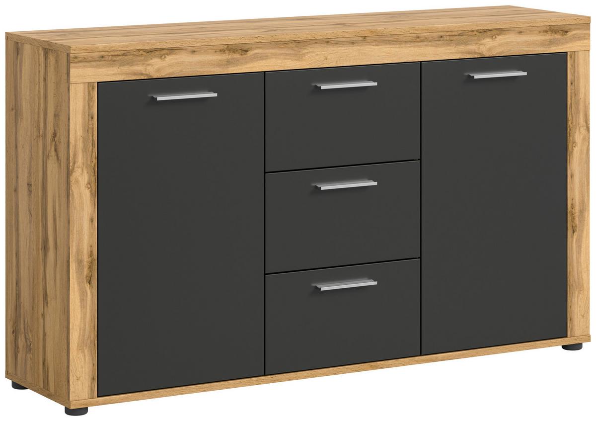 Sideboard Jam Eiche Dekor B: 125 Cm - Eiche Wotan, Design, Holzwerkstoff (125/80/35cm) - MID.YOU