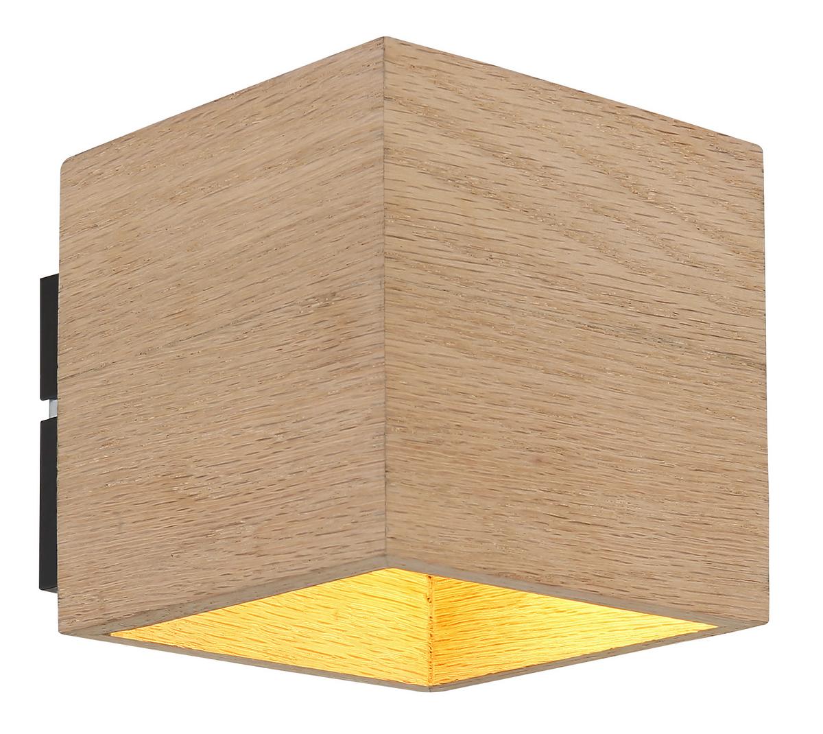 Wandleuchte Holz/Metall 230V Braun/Schwarz - Schwarz/Braun, Design, Holz/Metall (11/11cm) - Globo