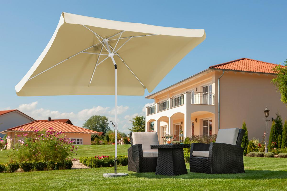 Sonnenschirm Oslo Natur Bht: 200x250x300 Cm Naturfarben - Naturfarben/Weiß, Basics, Textil/Metall (200/250/300cm) - Schneider