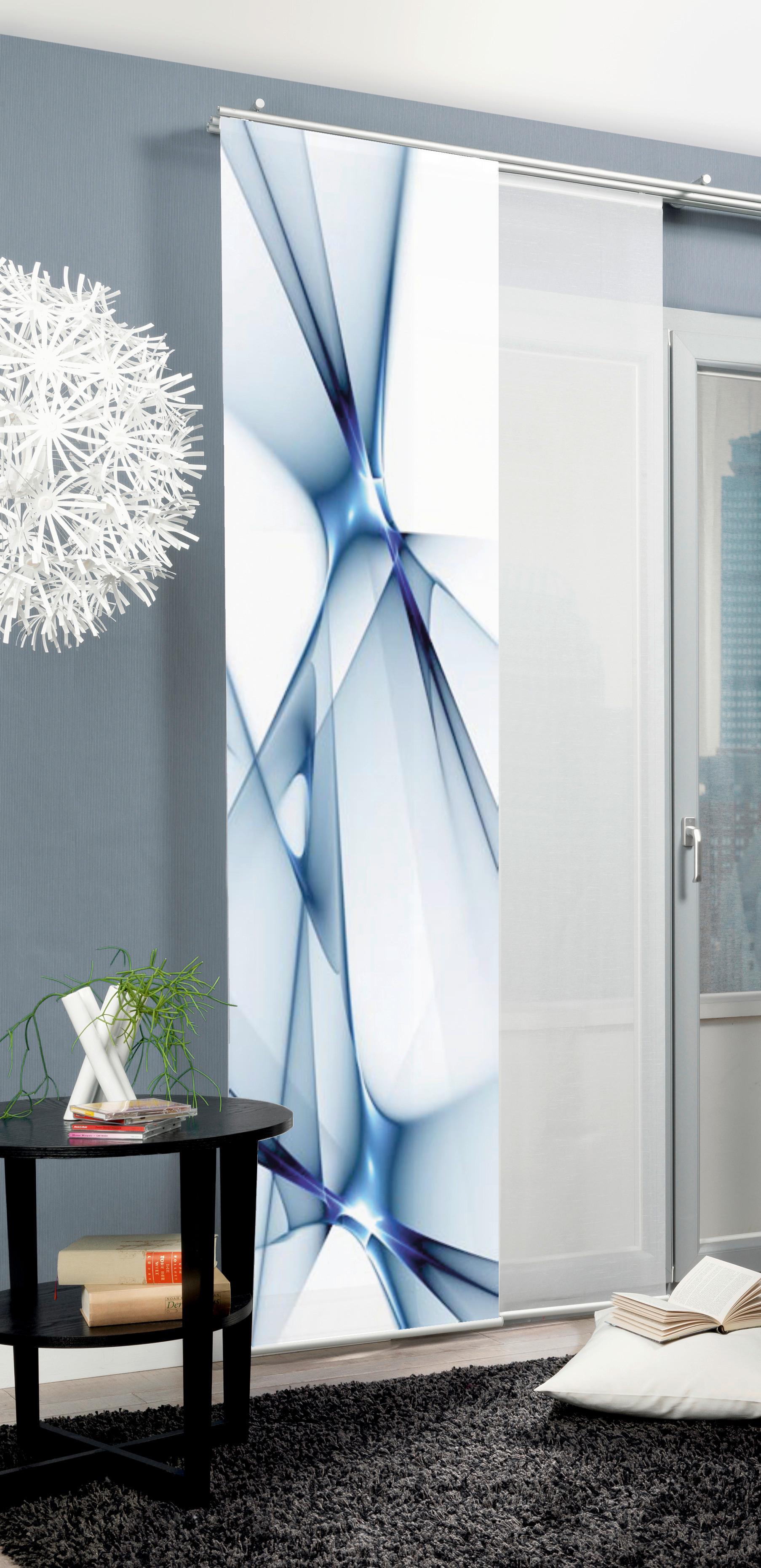 Flächenvorhang Franklin B: 60 cm, Blau, Blickdicht - Blau, Basics, Textil (60/245cm)